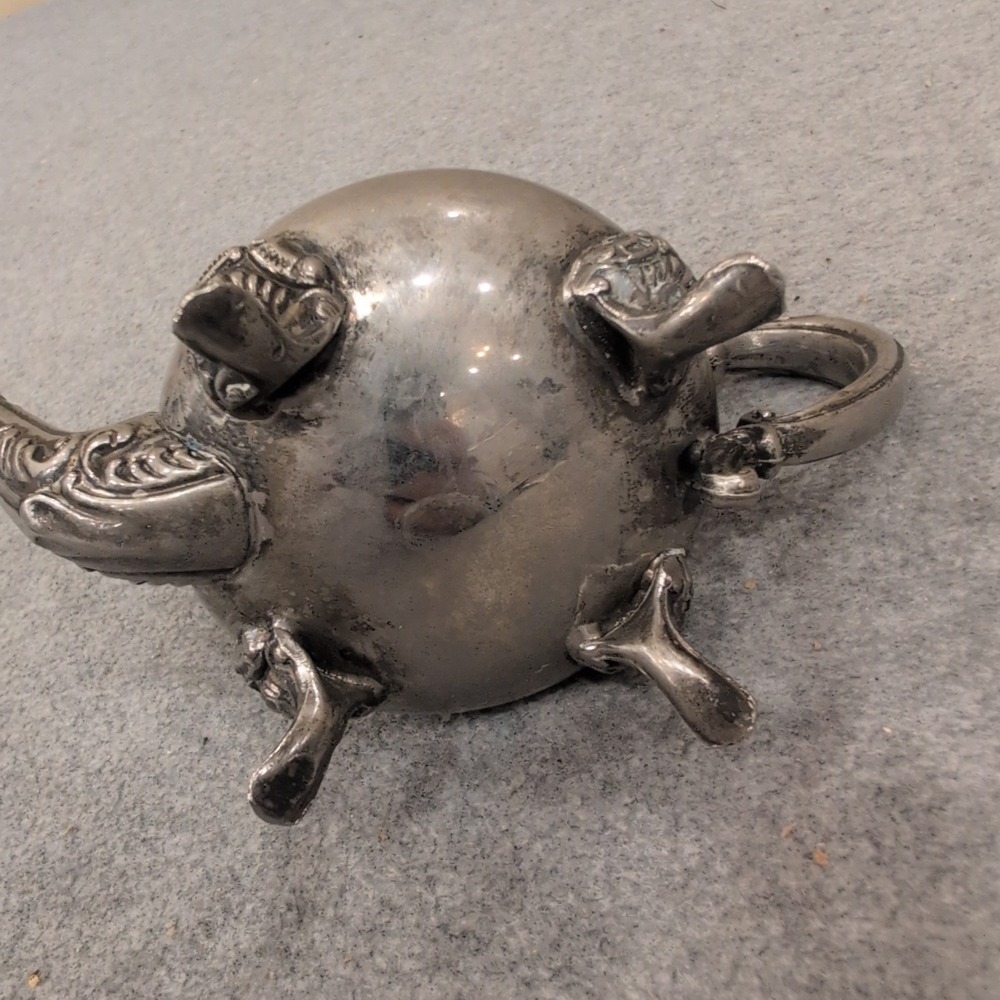 Vintage Miniature Silver Tone Footed Teapot Hinged Lid Ornate‎ Collectible Decor - Picture 8 of 10